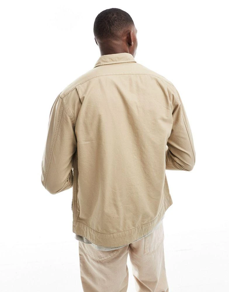 Ralph Lauren Polo Ralph Lauren zip front garment dyed oxford shirt jacket in tan 4