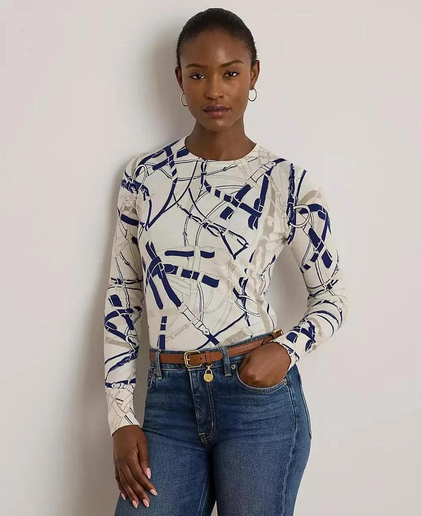 Ralph Lauren Women's Belting-Print Cotton-Blend Sweater, P/XS-XX 1