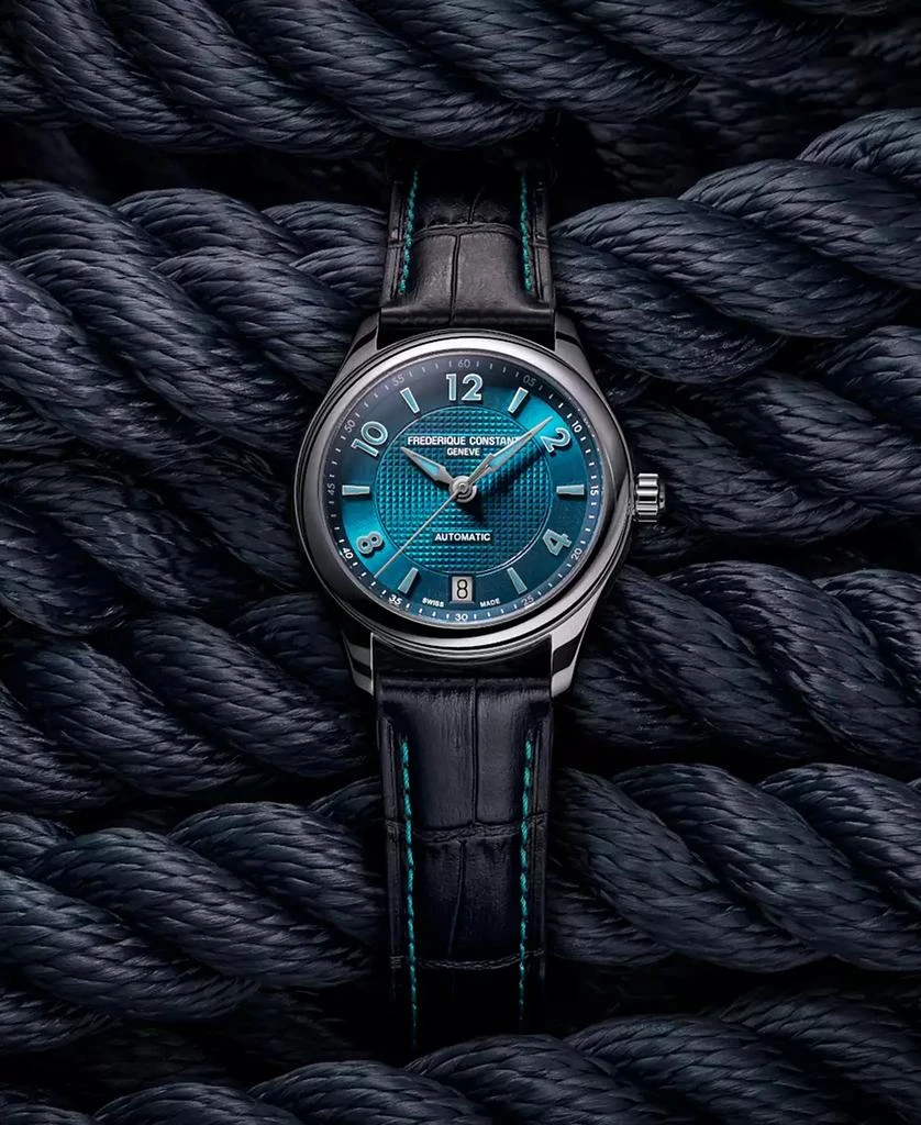 Frederique Constant Women
s Swiss Automatic Runabout Blue Leather Strap Watch 36mm 4