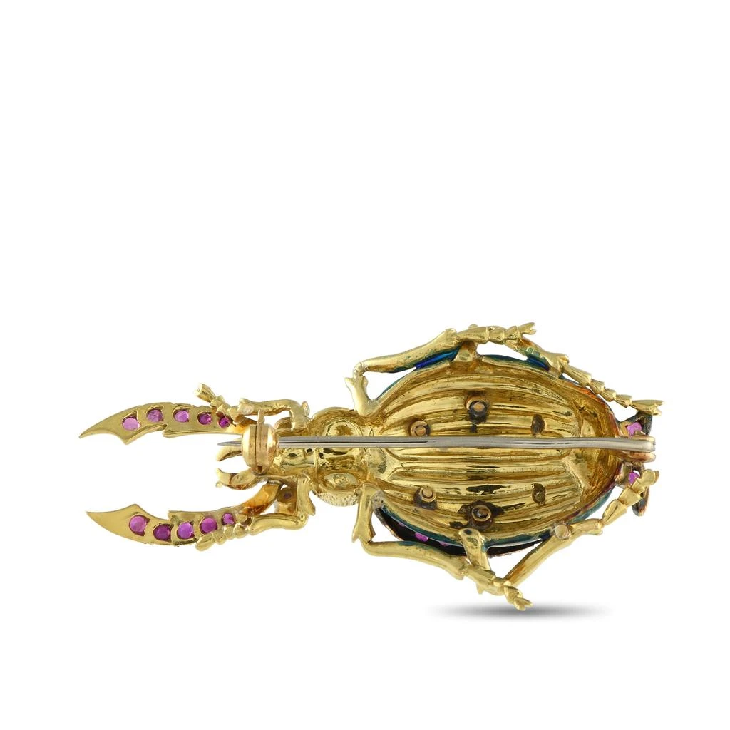 Son of Victor & Lidia Franconer i & Co. 18K Yellow Gold Ruby and Enamel Beetle Brooch SN21-100425 2