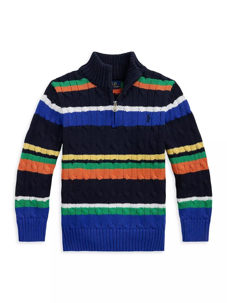 Ralph Lauren Little Boy's & Boy's Striped Cable-Knit Half-Zip Pullover 1