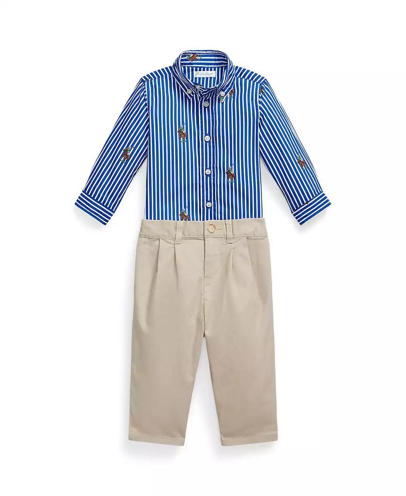 Ralph Lauren Baby Boys
 Long-Sleeve Shirt and Flex Abrasion Pants, 2-Piece Set