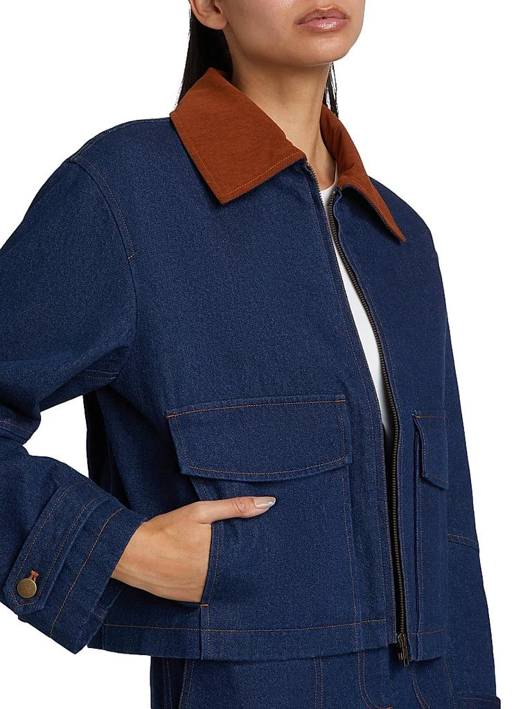 If Only Studio Corduroy-Collar Denim Jacket 6