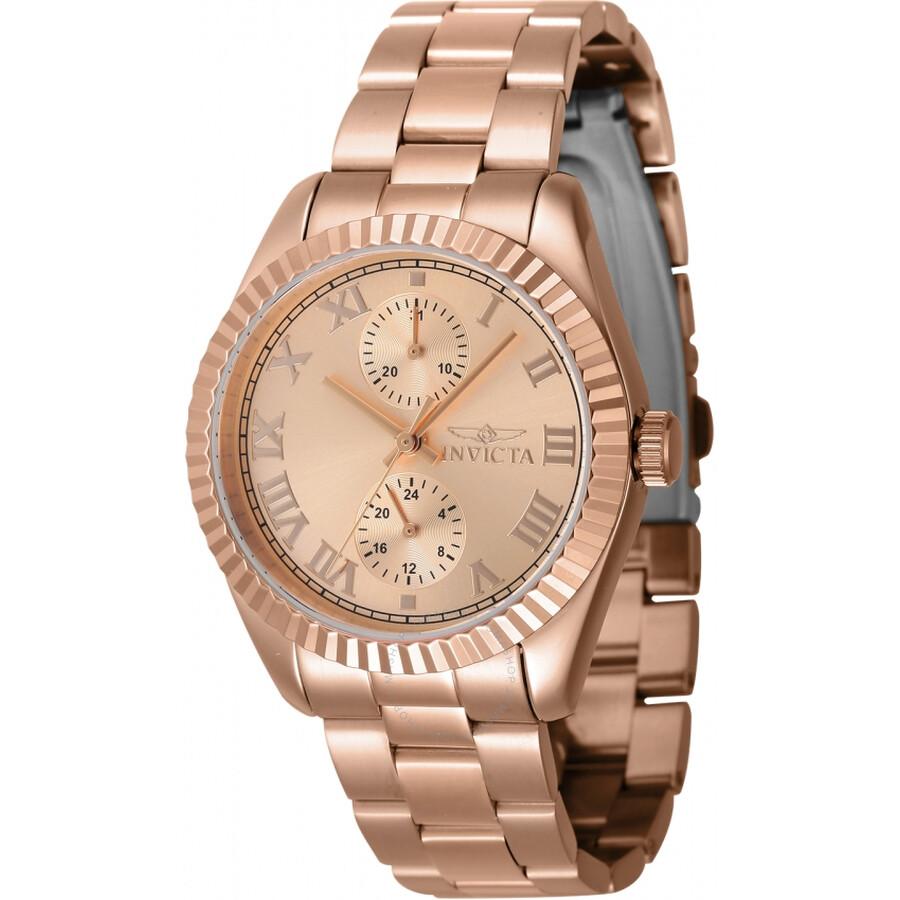 Invicta Specialty Date GMT Quartz Rose Gold Dial Ladies Watch 47447