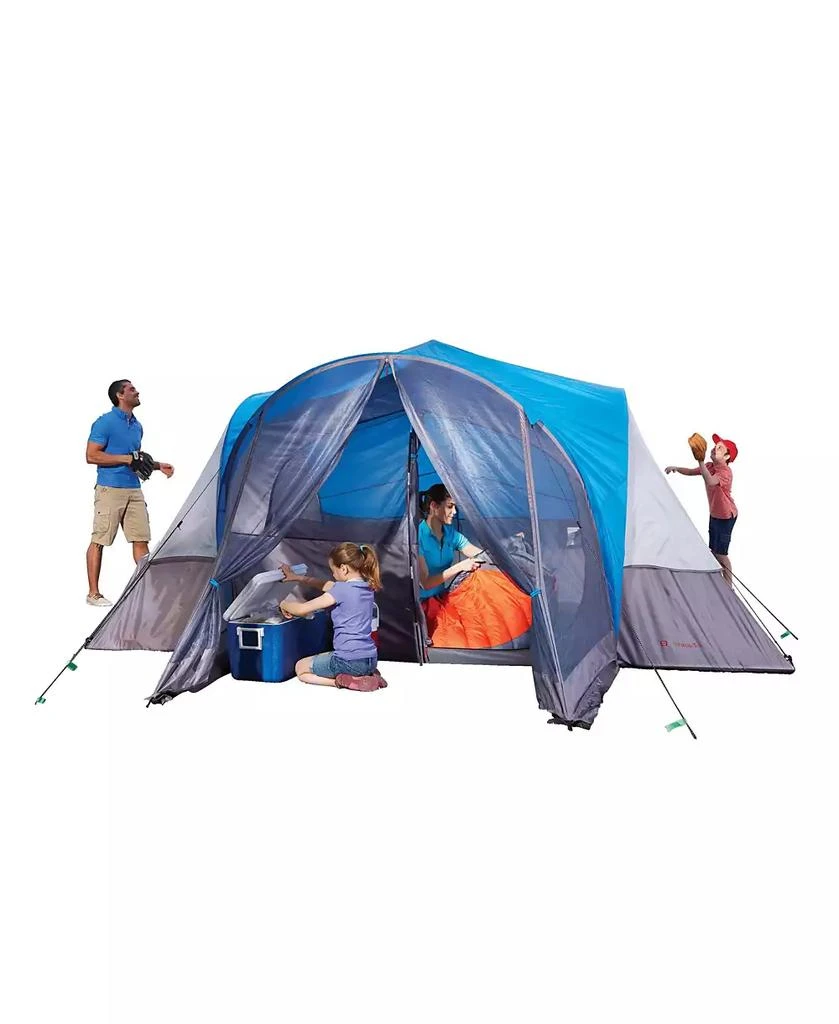 Outbound 8 Person 3 Season Easy Up Camping Dome Tent with Rainfly
Porch, Blue 4