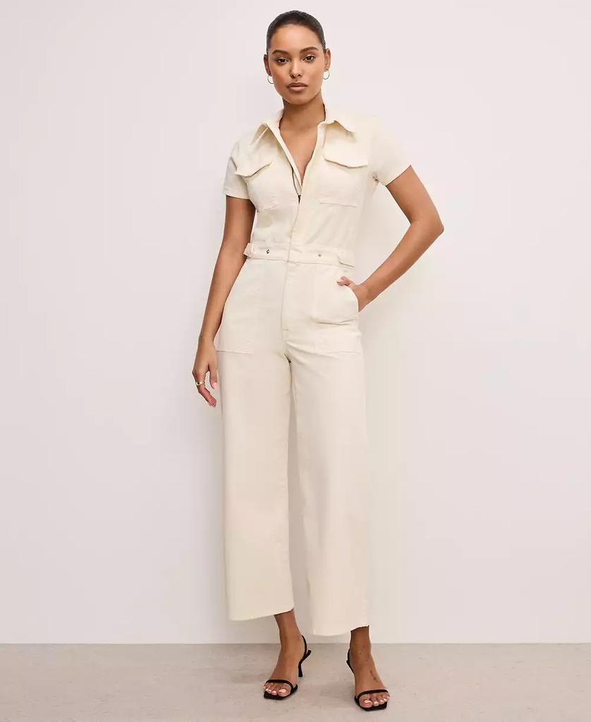 Good American Women's Fit For Success Twill Palazzo Cropped Jumpsuit