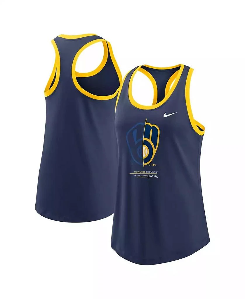 NIKE Women's Navy Milwaukee Brewers Tech Tank Top 1