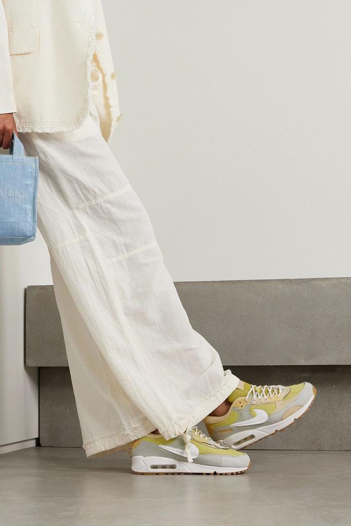 NIKE Air Max 90 Futura leather-trimmed suede and canvas sneakers