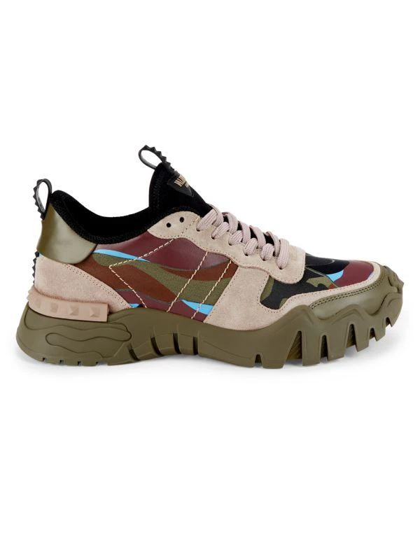 Valentino Rockstud Camo Trim Leather Sneakers 1