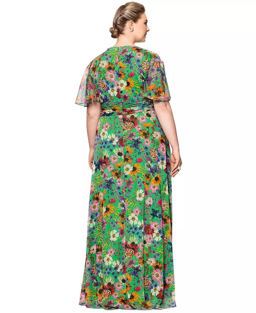 Betsy & Adam Plus Size Floral-Print Flutter-Sleeve A-Line Dress 4