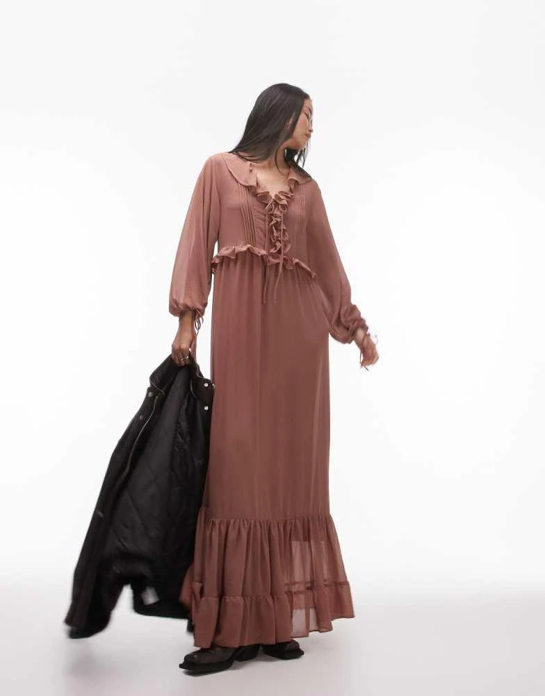 topshop long sleeve maxi dress Topshop long sleeve scoop back a-line maxi dress in black