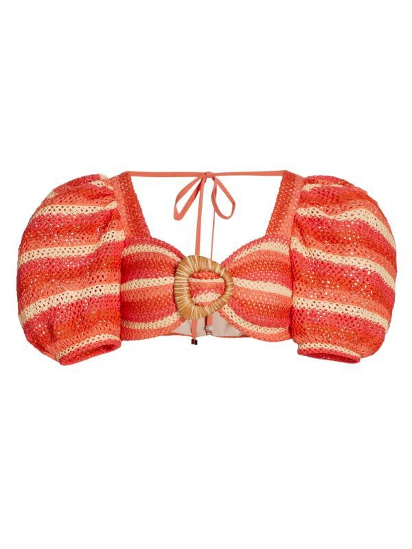 PatBO Striped Crochet Cropped Top 6