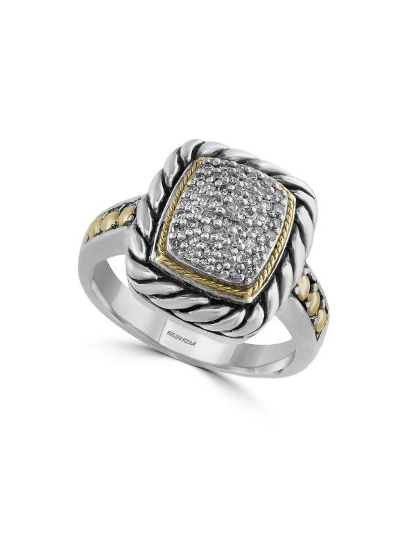 Effy Two Tone 18K Yellow Gold, Sterling Silver 
0.2 TCW Diamond Ring 1