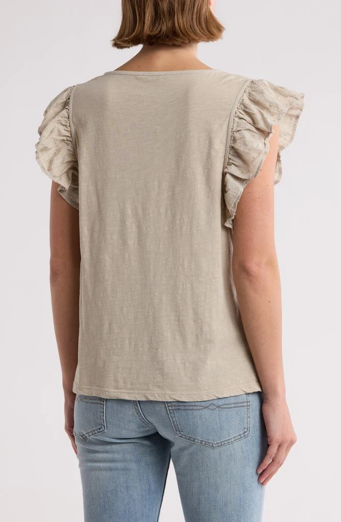 Lucky Brand Flutter Sleeve Cotton Square Neck Top 2