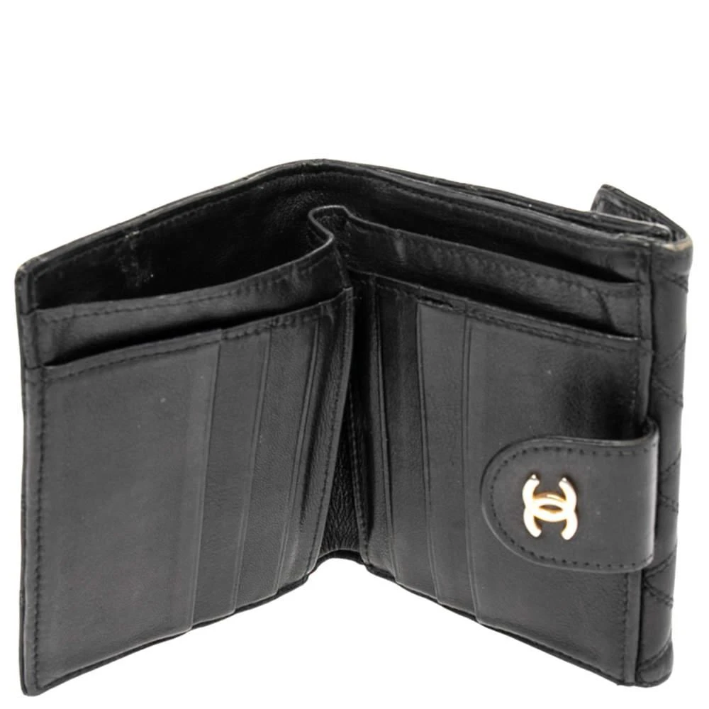 Chanel Chanel Black Double Quilted Leather Vintage Trifold Wallet 2