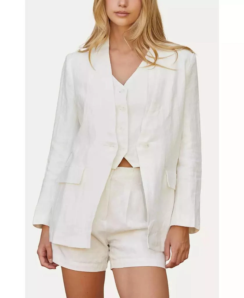 CRESCENT Women's Zoey Collarless Linen Blazer 1