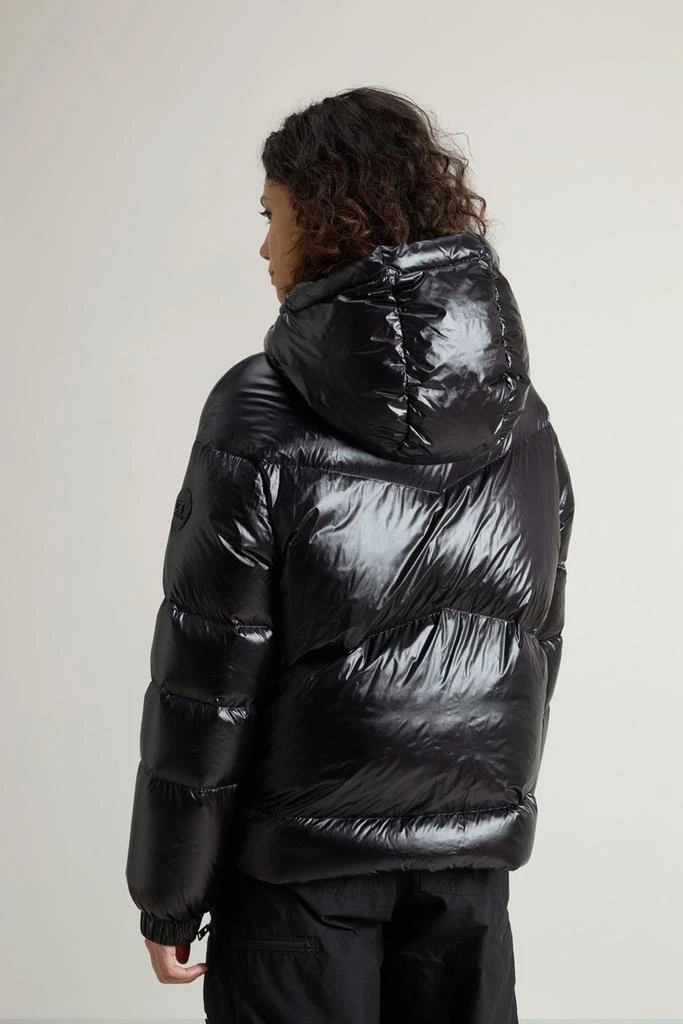 WOOLRICH Aliquippa Short Down Jacket in Glossy Nylon - Women - Gray 3