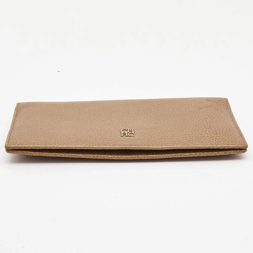 CH Carolina Herrera CH Carolina Herrera Beige Leather Flap Bifold Continental Wallet 7