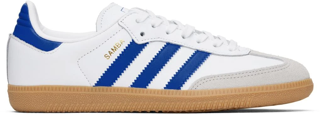 Adidas Big Kids White & Blue Samba OG Sneakers 1