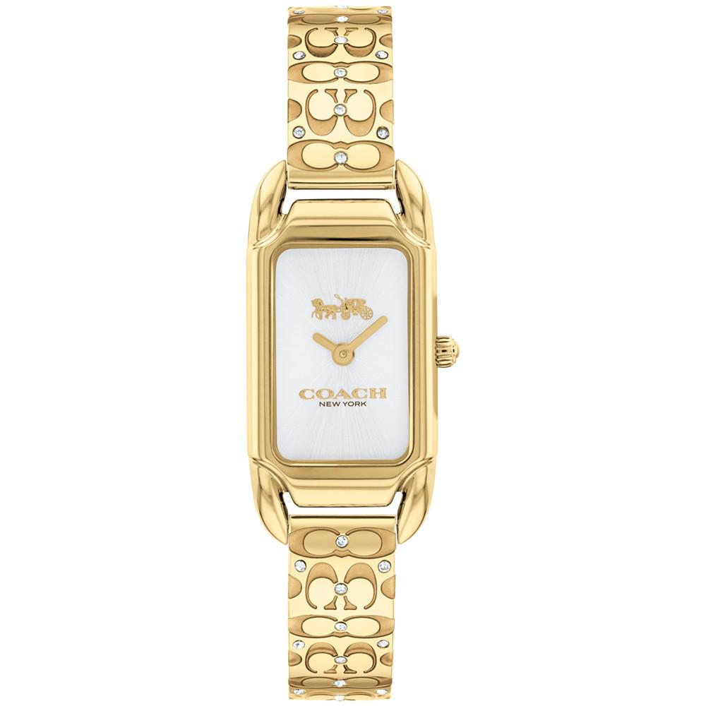 COACH Women's Cadie Signature C Gold-Tone Stainless Steel Bangle Watch, 28.5 x 17.5mm