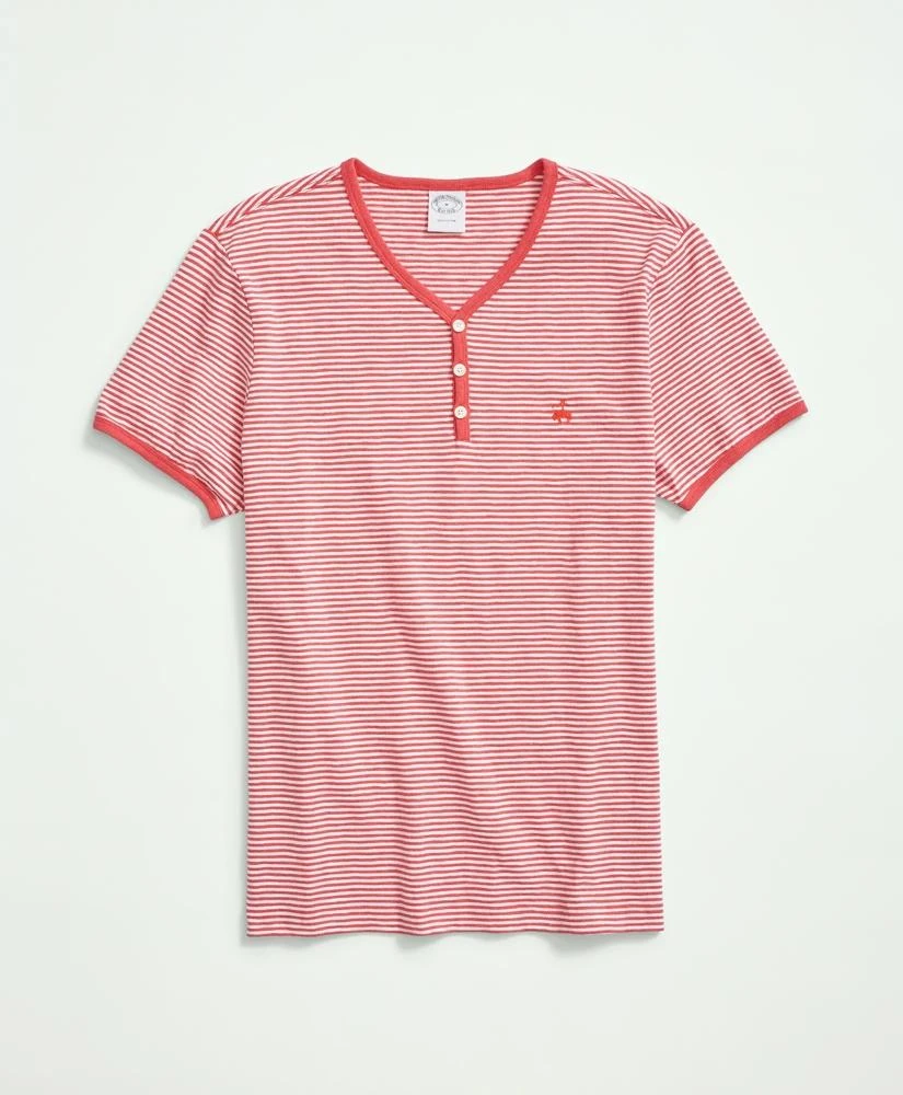 Brooks Brothers Short-Sleeve Striped Slub Cotton Henley 1