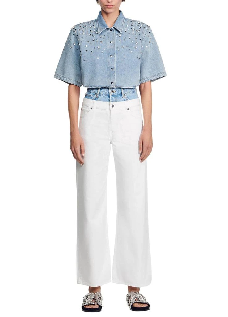 Sandro Rhinestone cropped shirt 6