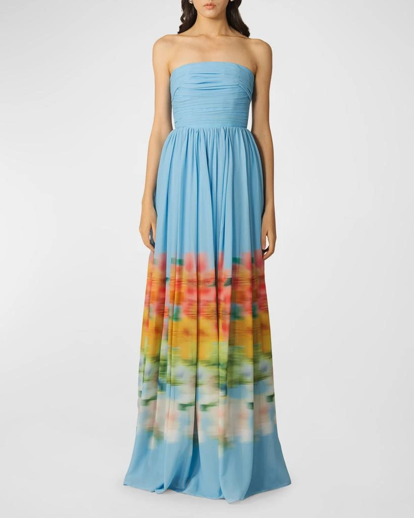 SAU LEE Camille Strapless Abstact-Print Maxi Dress 1