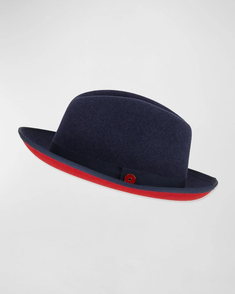 Keith and James King Red-Brim Wool Fedora Hat, Blue 1