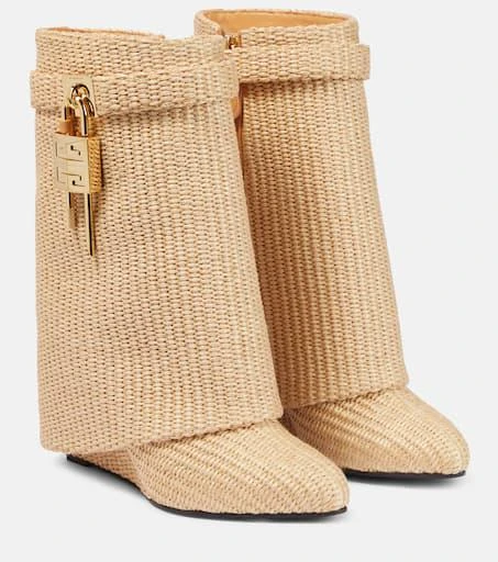 Givenchy Shark Lock raffia-effect ankle boots 1