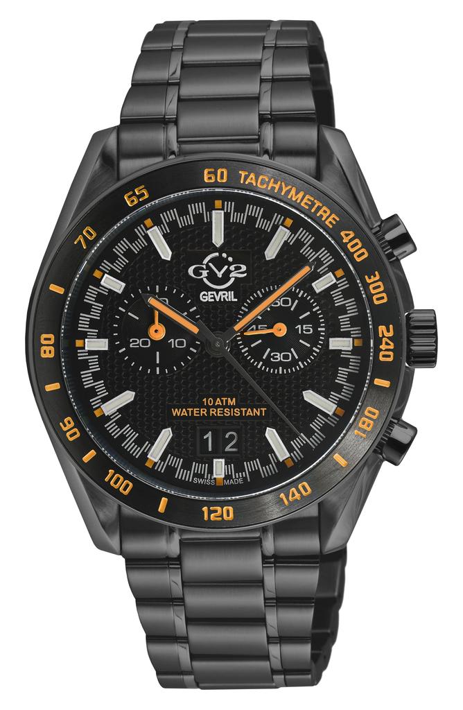 GV2 Freccia Stainless Steel Swiss Quartz Bracelet Watch, 42mm