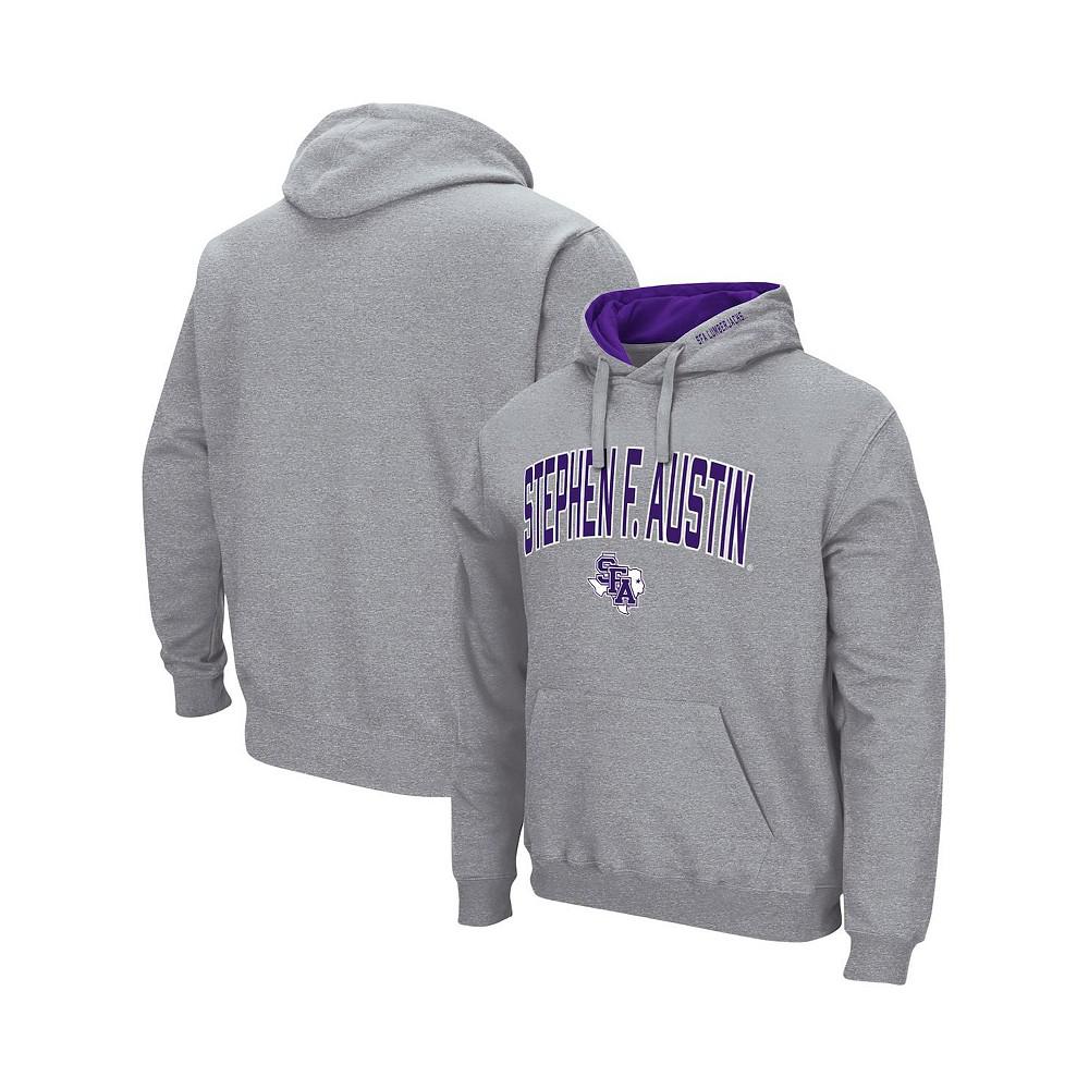 Colosseum Men's Heathered Gray Stephen F Austin Lumberjacks Arch and Logo Pullover Hoodie