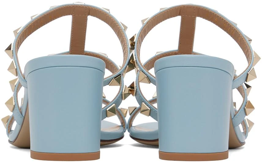 Valentino Blue Rockstud Calfskin Heeled Sandals 2