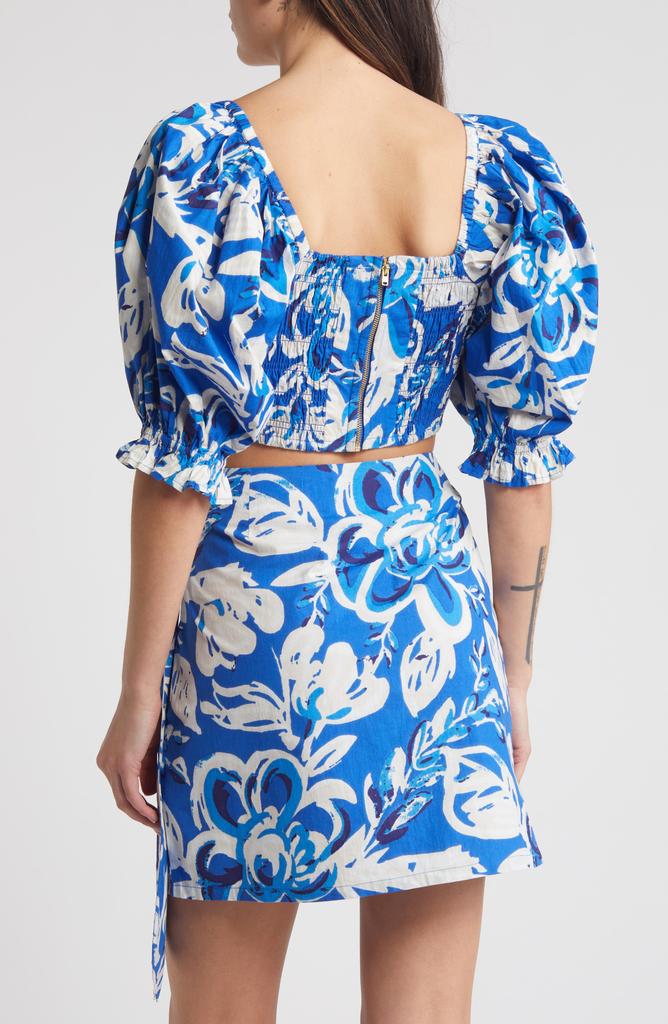 Cleobella Rayna Floral Print Puff Sleeve Crop Top