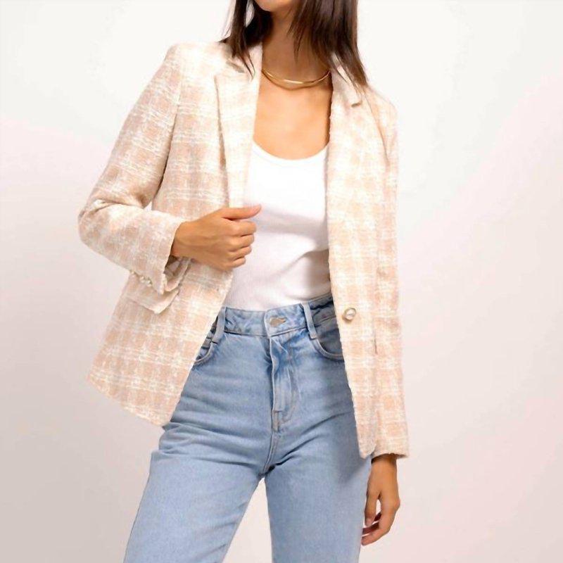 Central Park West Jasper Patched Tweed Blazer In Baby Pink