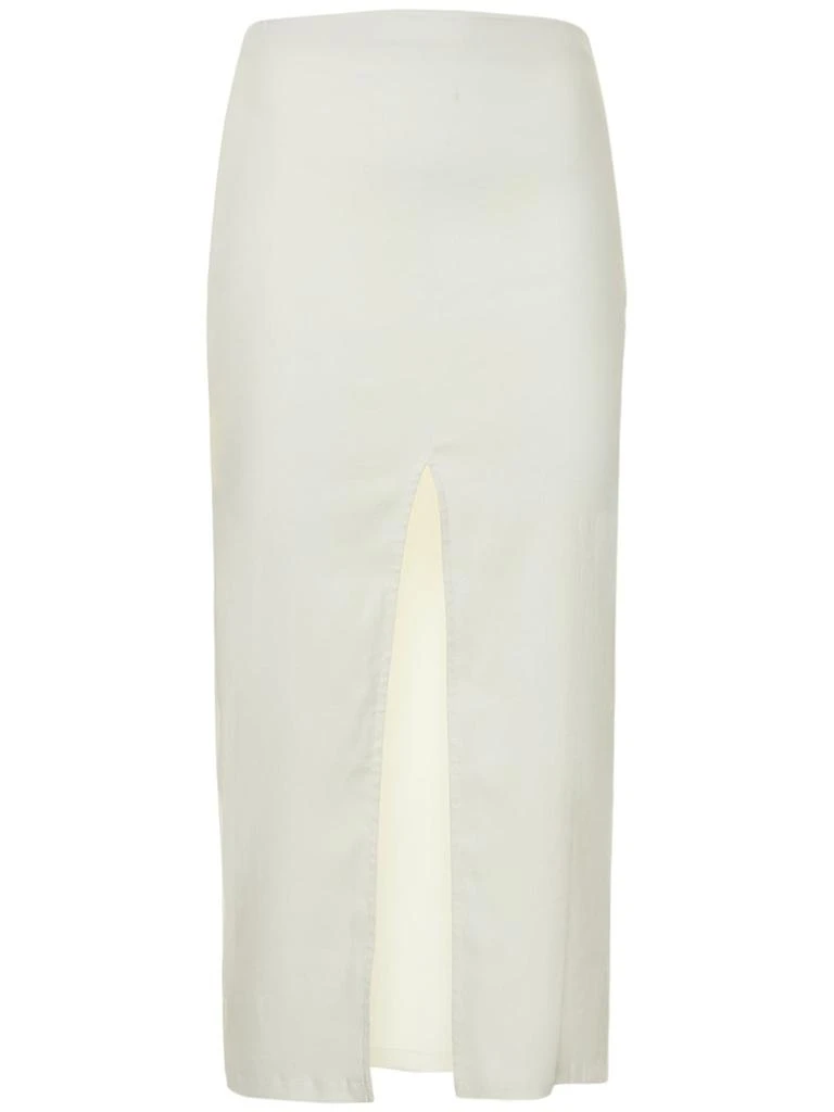 Anemos Front Slit Stretch Linen Midi Skirt 1