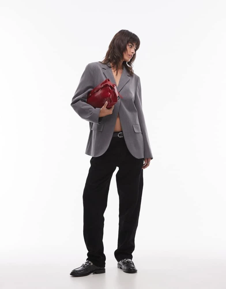 Topshop Topshop tonic high break tailored blazer in grey 2