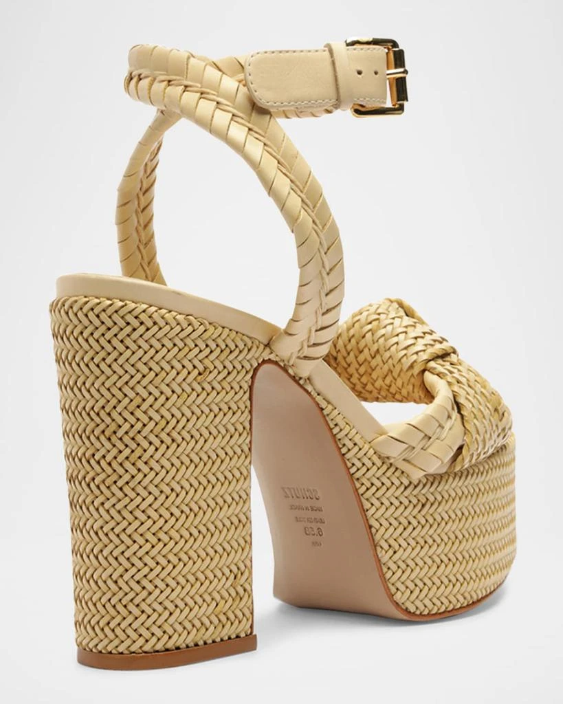 Schutz Khari Knotted Leather Ankle-Strap Platform Sandals 3