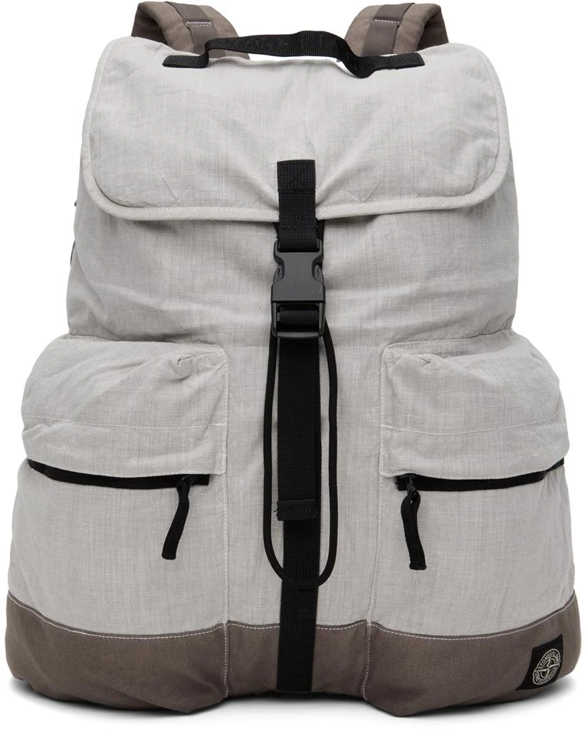 Stone Island Gray Drawstring Backpack 1