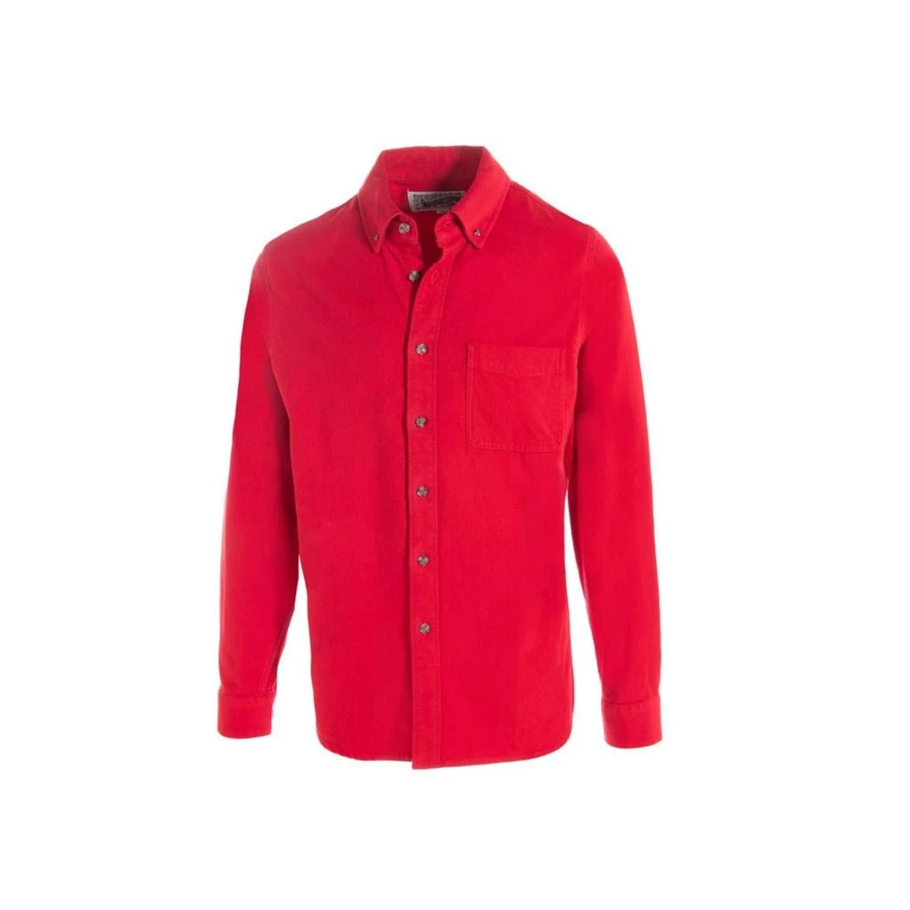 Schott Cotton Flannel Shirt In Red 1