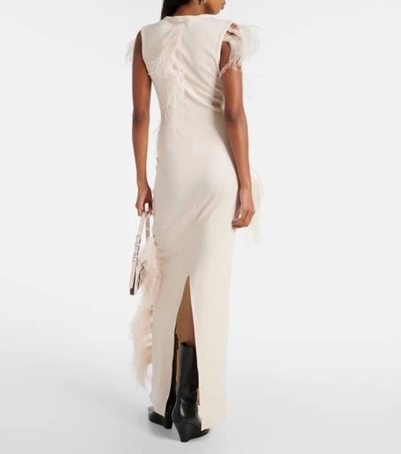 Acne Studios Essica feather-trimmed cotton-blend maxi dress 3