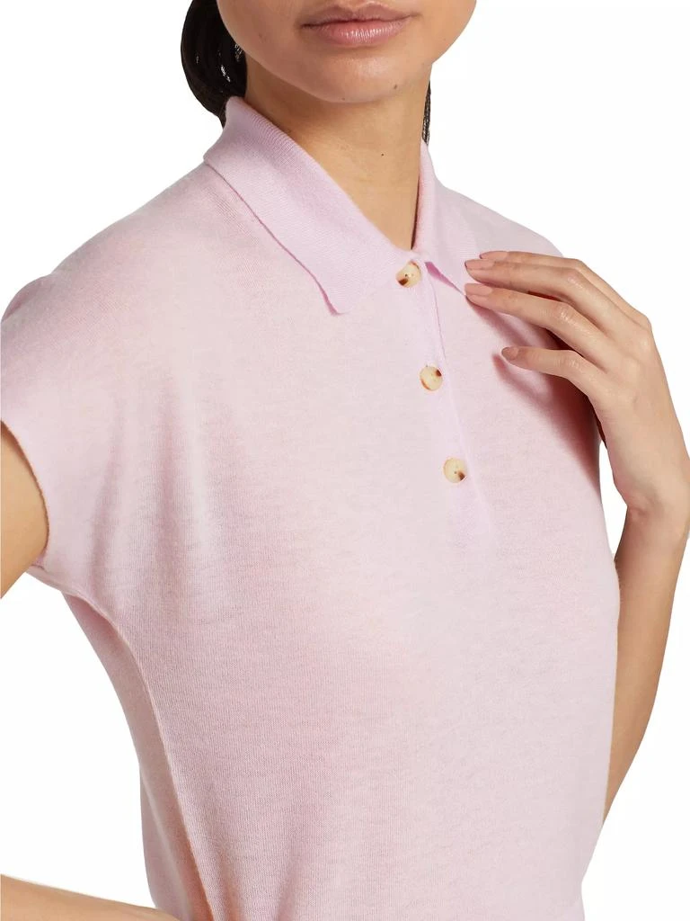 Vince Cap-Sleeve Knit Polo Shirt 6