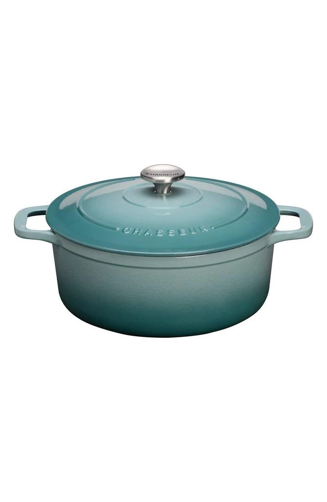 CHASSEUR French Enameled Cast Iron Round Dutch Oven - 4.2-quart - Quartz Blue.