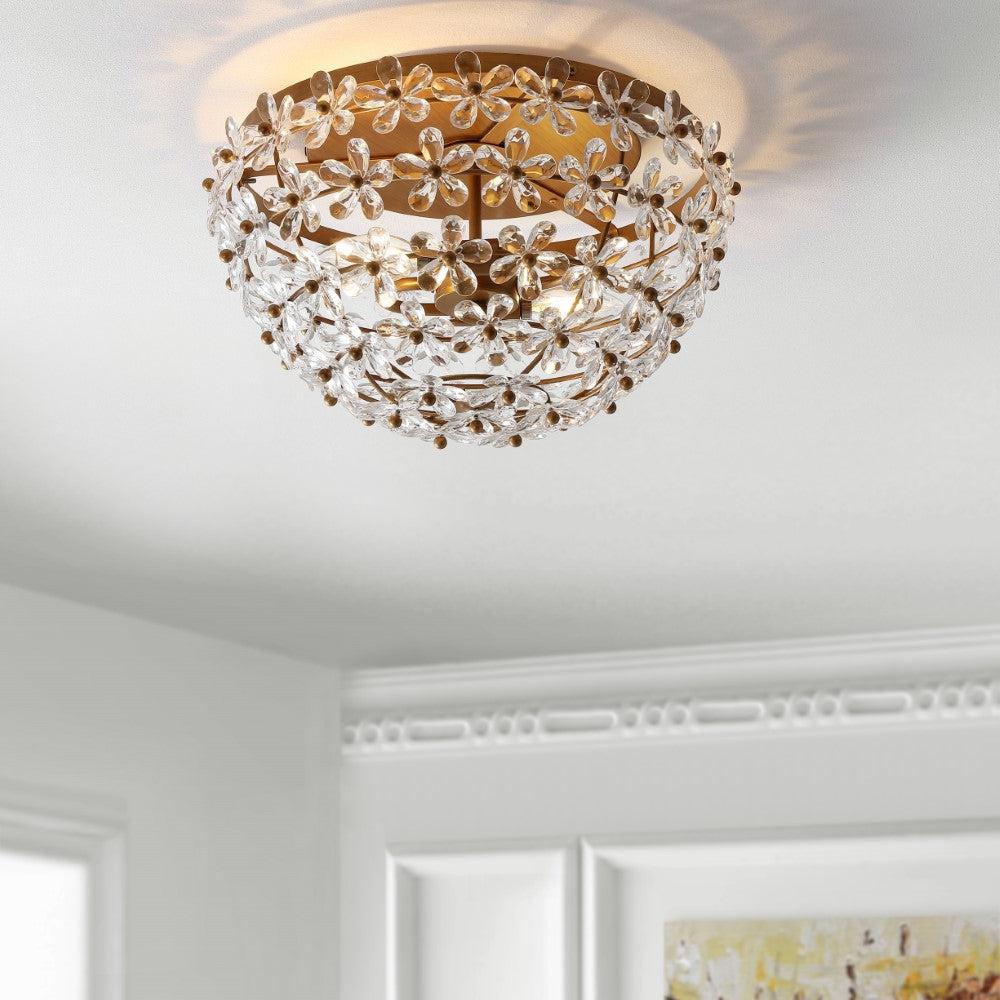 JONATHAN Y Isabelle 15.5" Metal/Acrylic LED Flush Mount