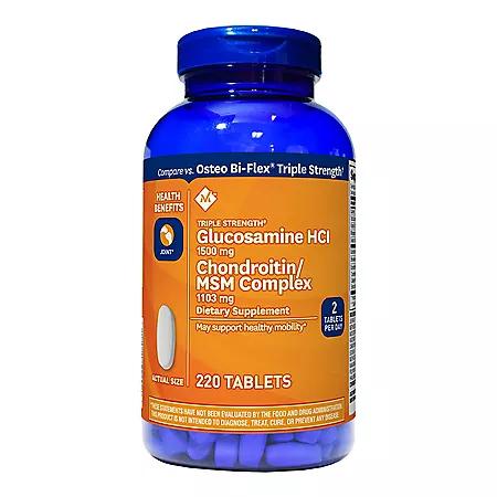 Member's Mark Member's Mark Triple-Strength Glucosamine Chondroitin MSM Tablets, 220 ct.