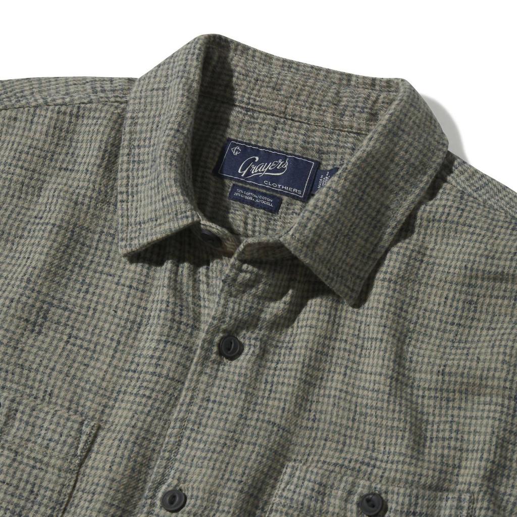 Grayers Houndstooth Double Cloth Workshirt In Sage