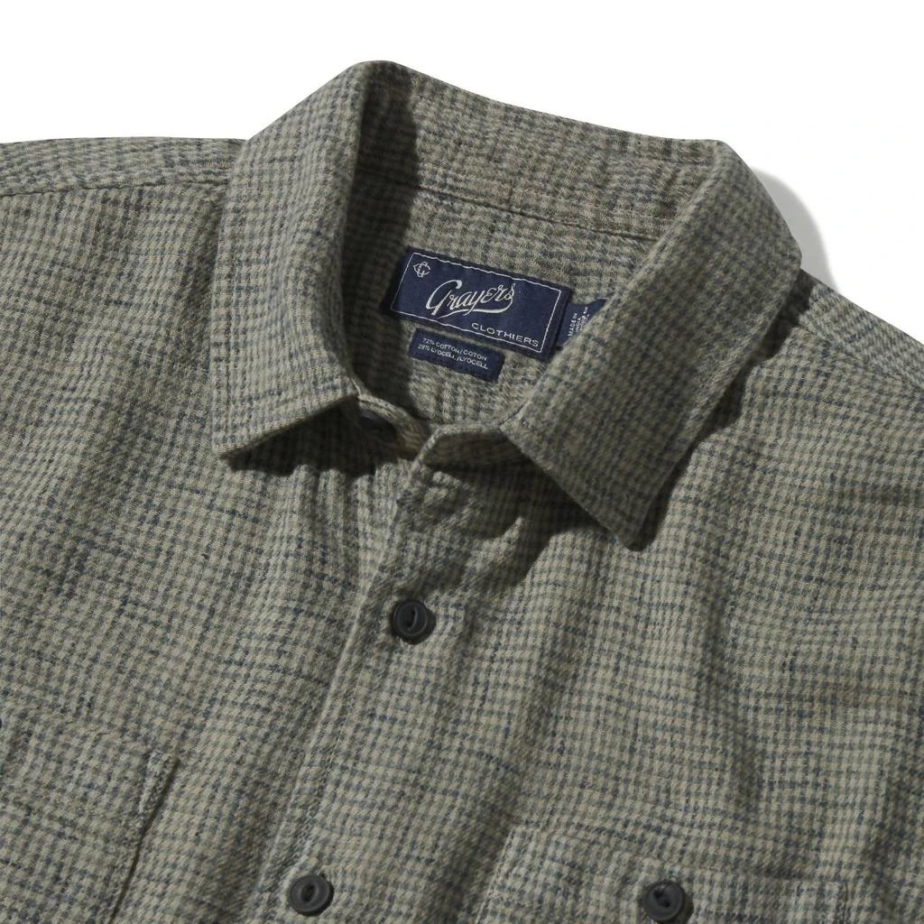 Grayers Houndstooth Double Cloth Workshirt In Sage 2