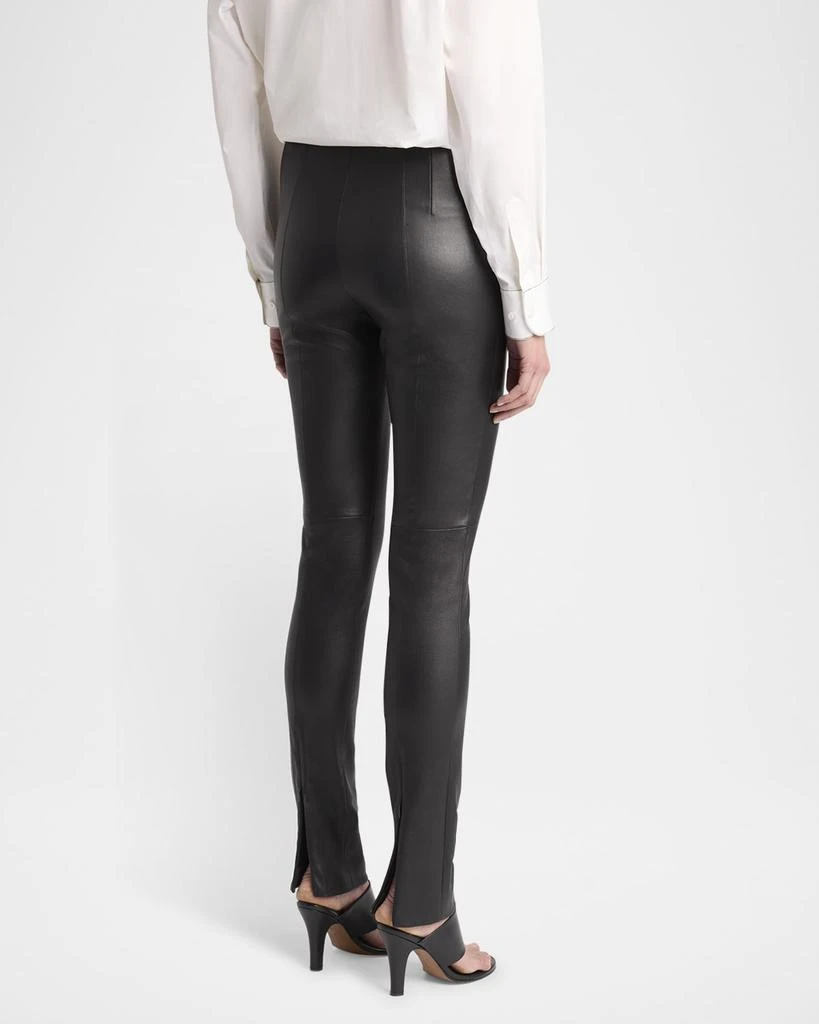 The Row Lakun Leather Skinny-Leg Slit-Hem Pants 4