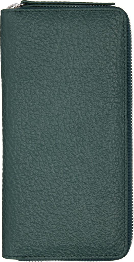 MAISON MARGIELA Green Four Stitches Zip-Around Wallet