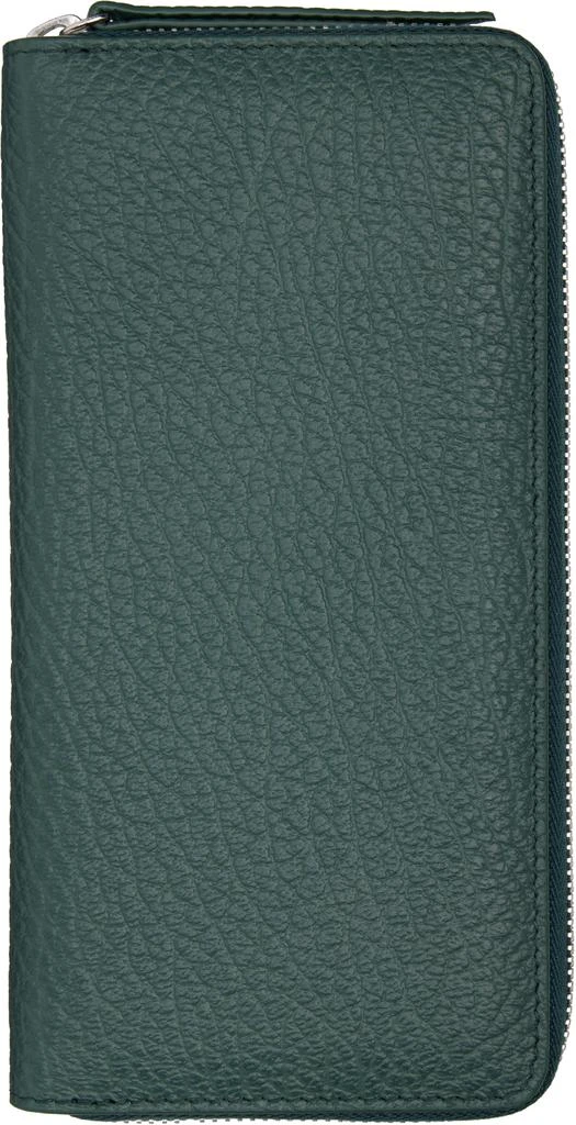 MAISON MARGIELA Green Four Stitches Zip-Around Wallet 1