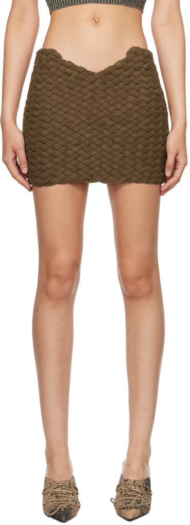 Isa Boulder SSENSE Exclusive Brown Weaving Miniskirt